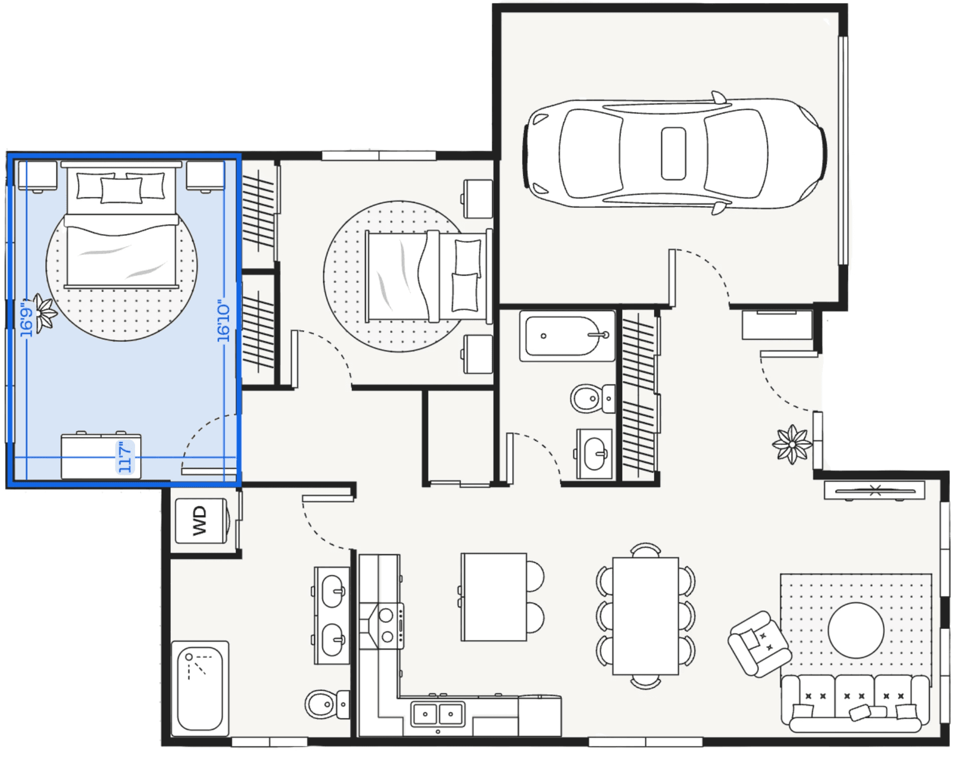 Planovexa floor plan with a bedroom highlighted